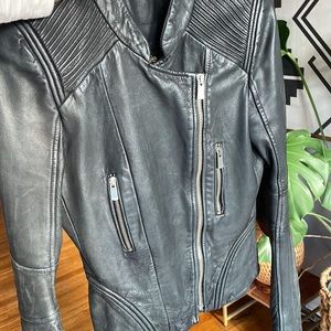 Maje Distressed Lamb Leather Jacket